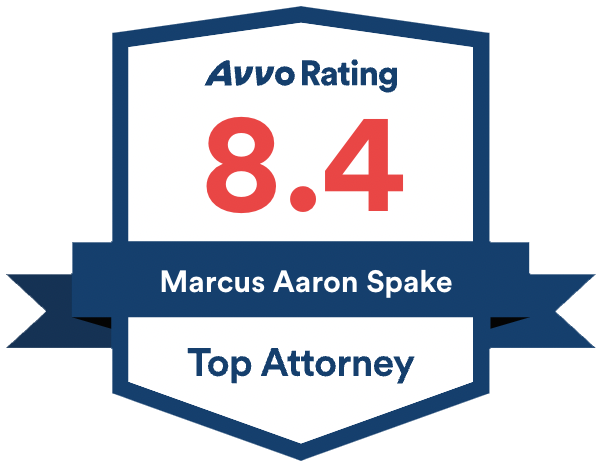 avvo top marcus spake badge with 8.4 rating