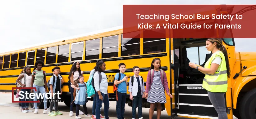 walking school children onto school bus on a road