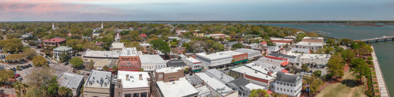 aerial view of downtown Beaufort, SC