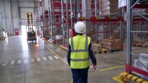 Amazon worker in distribution center