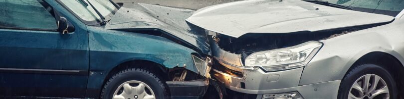 two cars after a head on crash