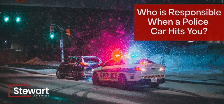 branded image with background of police car about to hit car