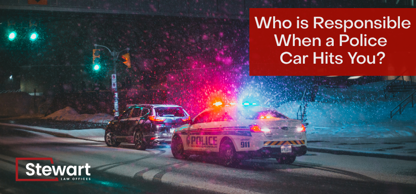 branded image with background of police car about to hit car